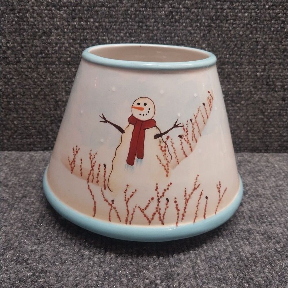Winterberries Snowman Large Ceramic Candle Shade Topper Our America Accessories